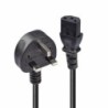 10m UK 3 Pin Plug to IEC C13 Mains Power Cable, Black