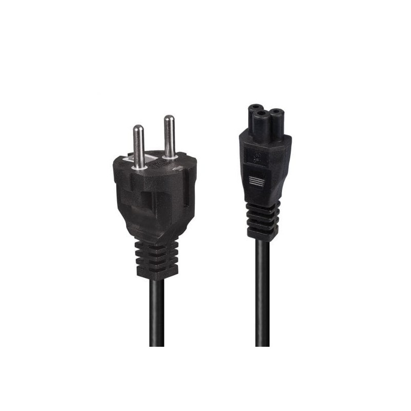 2m Schuko 2 Pin Plug To IEC C5 Power Cable, Black