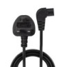 1m UK 3 Pin Plug to Right Angled IEC C7 Mains Power Cable, Black
