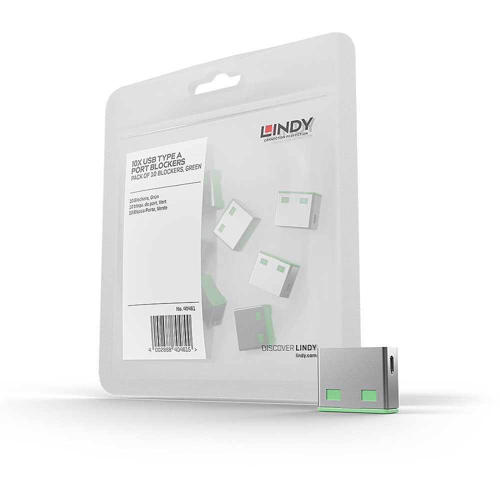 Lindy USB Port Blocker (without key) - Pack of 10, Colour Code  Green