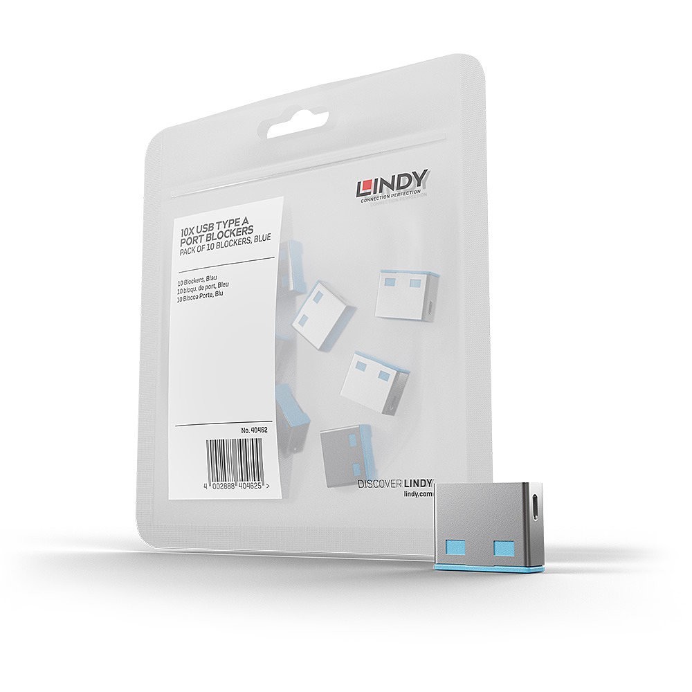 Lindy USB Port Blocker (without key) - Pack of 10, Colour Code  Blue