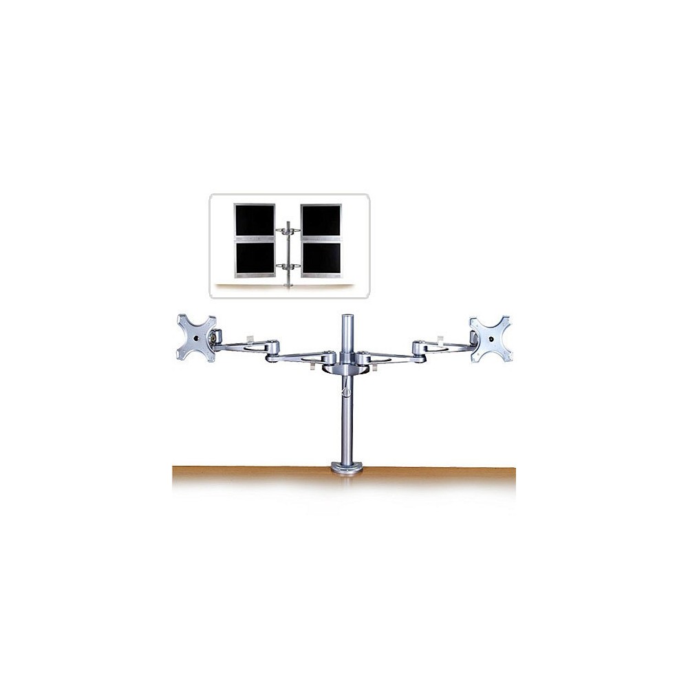 Lindy Dual Adjustable LCD Arms for up to 10kg, Silver