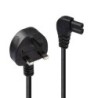 3m UK 3 Pin Plug To Right Angled IEC C7 Mains Power Cable, Black