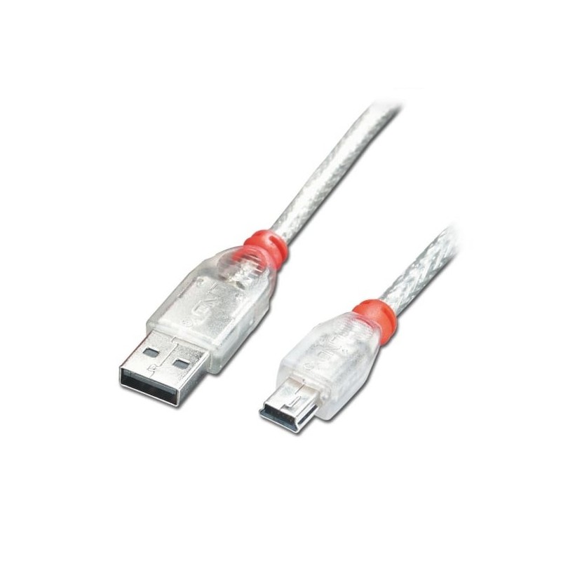 0.5m  USB 2.0 Cable - Type A to Mini-B, Transparent
