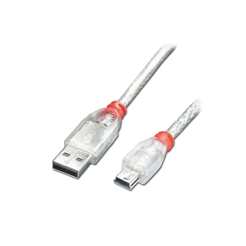 1m USB 2.0 Cable - Type A To Mini-B, Transparent
