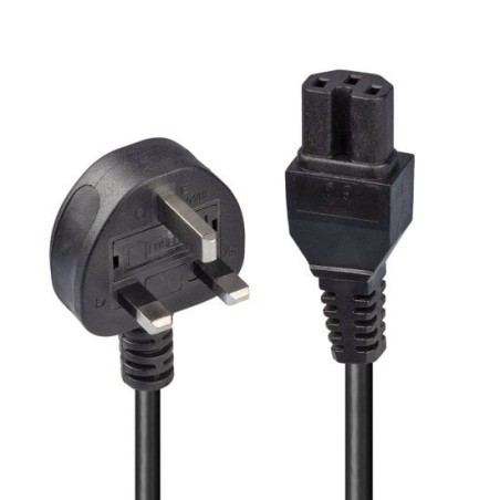 2m Mains UK 3 Pin Plug to Hot Conditioned IEC C15 Power Cable – Kettle Lead