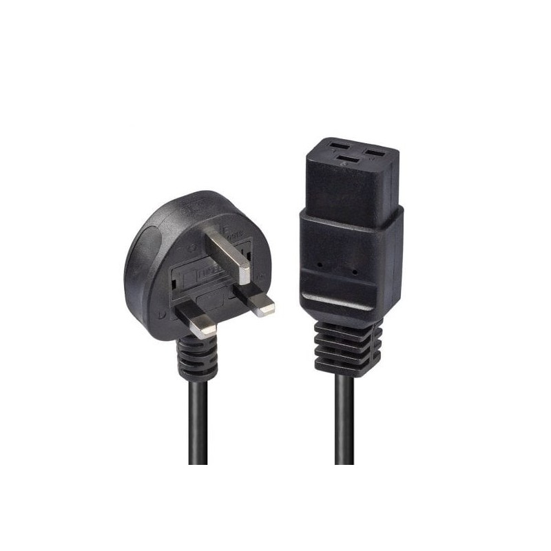 2m UK 3 Pin Plug to IEC C19 Power Cable. Black 2m UK 3 Pin Plug to IEC C19 Power Cable. Black
