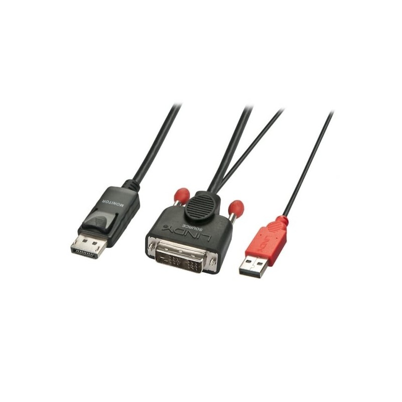 3m DVI-D (with USB) to DP Active Adapter Cable, Black