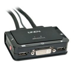 2 Port DVI-D Single Link, USB 2.0 and Audio KVM Switch Compact