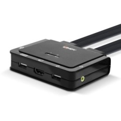 2 Port HDMI 18G, USB Type C, USB 2.0 and Audio Cable KVM Switch